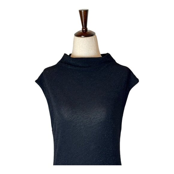 By Malene Birger Sweater Women Small Black Metallic Knit Mock Neck Hinnon Top - Picture 4 of 10